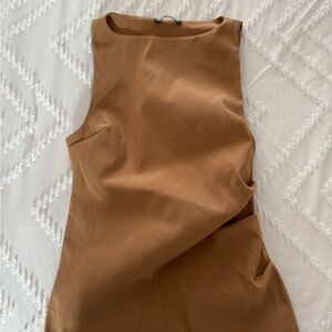 Elegant Brown Sleeveless Dress